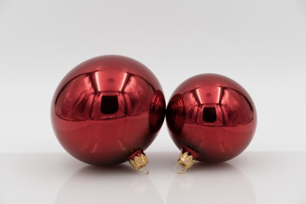 Weihnachtskugel 8er bordeaux glanz mundgeblasen, Handtaucherei 6 Stück HxBxT 8 x 8 x 8 cm