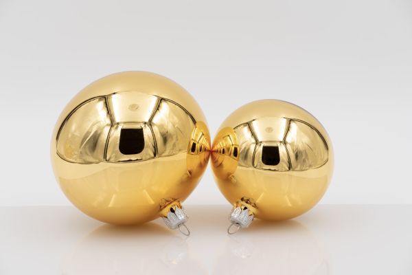 Weihnachtskugel 10er gold glanz mundgeblasen, Handtaucherei 6 Stück HxBxT 10 x 10 x 10 cm