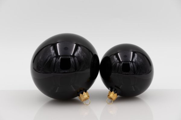Weihnachtskugel 8er schwarz glanz mundgeblasen, Handtaucherei 6 Stück HxBxT 8 x 8 x 8 cm