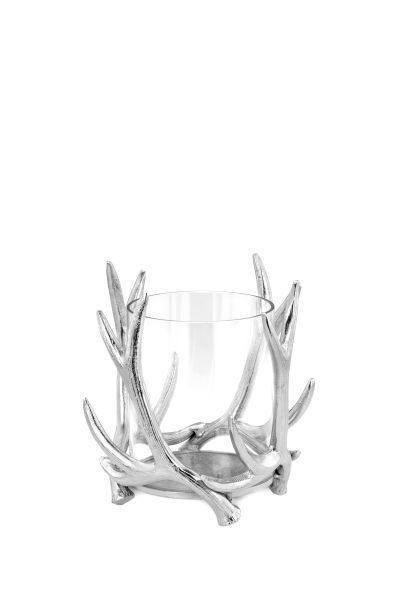Windlicht Geweih mittel Aluguss silber HxBxT 20 x 20 x 20 cm Windlicht Geweih mittel Aluguss silber HxBxT 20 x 20 x 20 cm