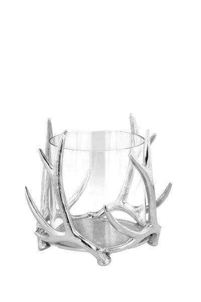 Windlicht Geweih groß Aluguss silber HxBxT 25 x 25 x 25 cm Windlicht Geweih groß Aluguss silber HxBxT 25 x 25 x 25 cm