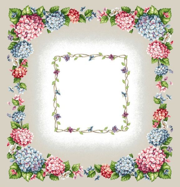 Decke 100/100 Hortensien beige Gobelin 75% PES/22% CO/3% Polyacryl Höhe x Breite 100 x 100 cm