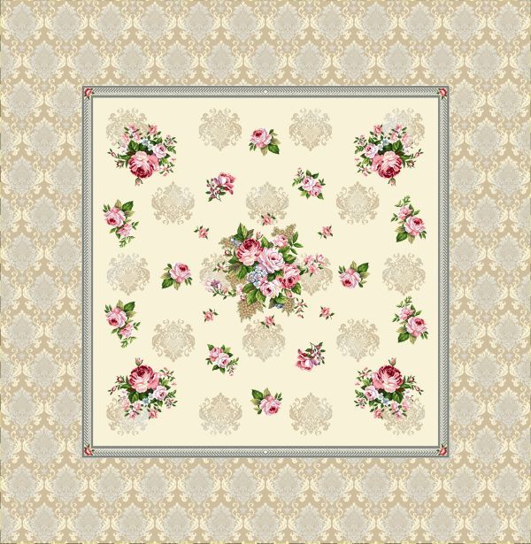 Decke140/140 Gobelin Rosen creme 75% PES/22% CO/3% Polyacryl Höhe x Breite 140 x 140 cm