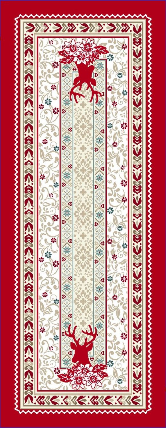 Läufer 40/100 Hirsch rot, Gobelin 75% PES/22% CO/3% Polyacryl Breite x Tiefe 40 x 100 cm