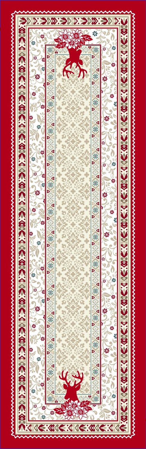 Läufer 47/140 Hirsch rot, Gobelin 75% PES/22% CO/3% Polyacryl Breite x Tiefe 47 x 140 cm