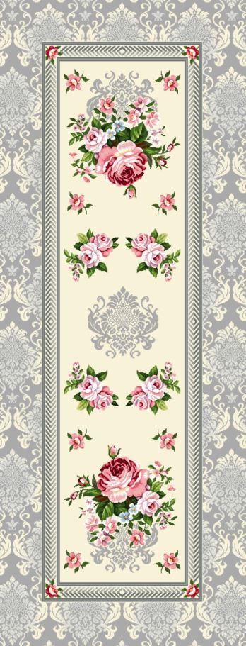 Läufer 40/100 Gobelin Rosen grau 75% PES/22% CO/3% Polyacryl Höhe x Breite 40 x 100 cm