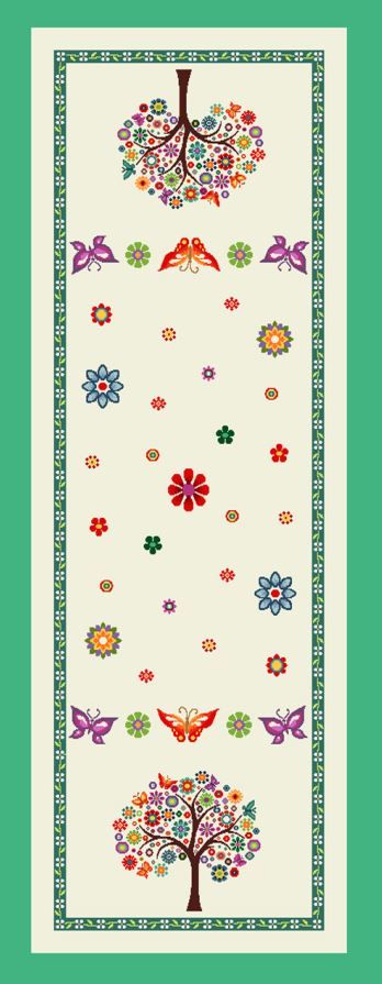 Läufer 40/100 Gobelin Bäume bunt 75% PES/22% CO/3% Polyacryl Höhe x Breite 100 x 40 cm