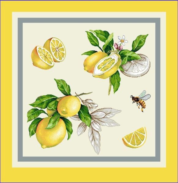 Kissen 45/45 Zitronen Gobelin 75% PES/22% CO/3% Polyacryl Höhe x Breite 45 x 45 cm