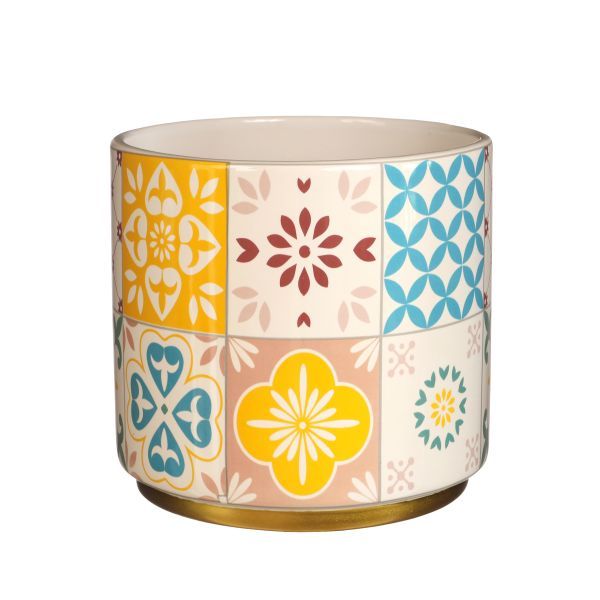 Topf Faro blue yellow H12,5 cm D13 cm HxBxT 12.5 x 13 x 13 cm Topf Faro blue yellow H12,5 cm D13 cm HxBxT 12.5 x 13 x 13 cm