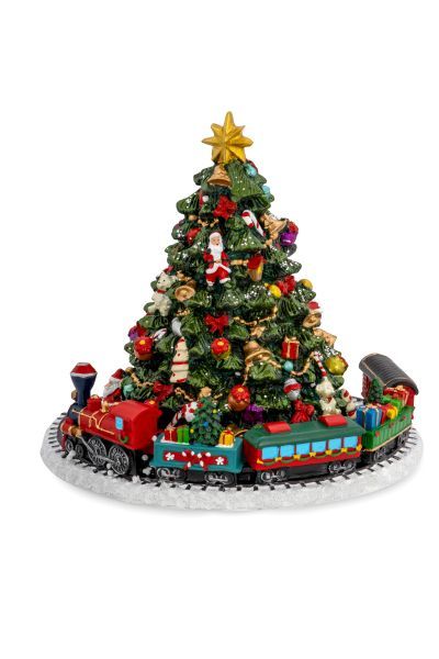Spieluhr Weihnachtsbaum mit Zug Melodie Stille Nacht HxBxT 16.5 x 16 x 16 cm Spieluhr Weihnachtsbaum mit Zug Melodie Stille Nacht HxBxT 16.5 x 16 x 16 cm