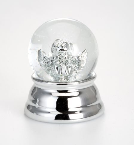 Schneekugel Engel klein versilbert Höhe x Breite 6.5 x 5.1 cm Schneekugel Engel klein versilbert Höhe x Breite 6.5 x 5.1 cm