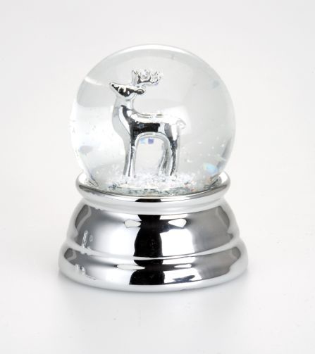 Schneekugel Rentier klein versilbert Höhe x Breite 6.5 x 5.1 cm Schneekugel Rentier klein versilbert Höhe x Breite 6.5 x 5.1 cm