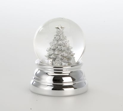 Schneekugel Tannenbaum klein versilbert Höhe x Breite 6.5 x 5 cm Schneekugel Tannenbaum klein versilbert Höhe x Breite 6.5 x 5 cm