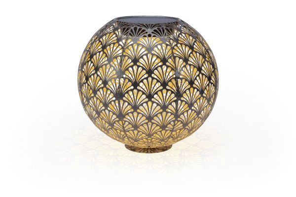 Solar und USB Laterne Ball Santana 1LED ww, 1LED kw, Ø 30 cm anthrazit Indoor & Outdoor HxBxT 32.5 x 32 x 32 cm