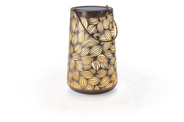 Solar und USB Laterne Flora 1LED ww, 1LED kw, 20x32,5 cm grey Indoor & Outdoor HxBxT 33.7 x 20.2 x 20.2 cm