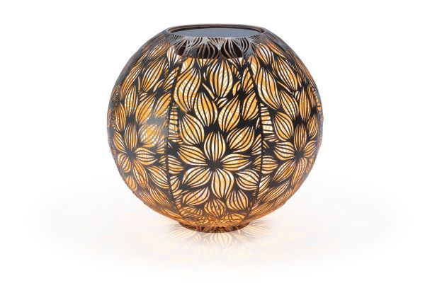 Solar und USB Laterne Ball Flora 1LED ww, 1LED kw, Ø 30 cm grey Indoor & Outdoor HxBxT 32.5 x 32 x 32 cm
