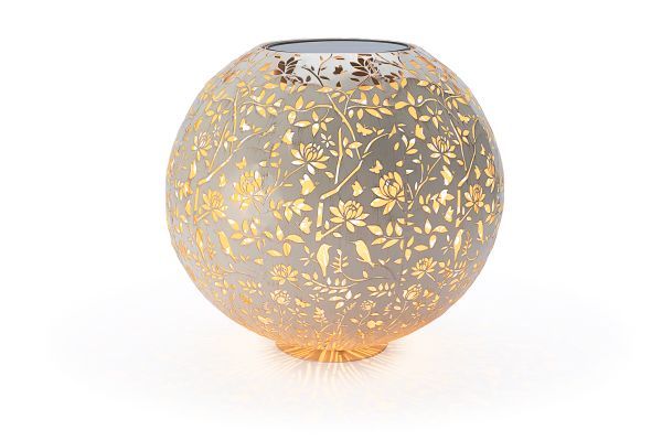 Solar und USB Laterne Ball 1LED ww, 1LED kw, Ø 30 cm creme Indoor & Outdoor HxBxT 32.5 x 32 x 32 cm