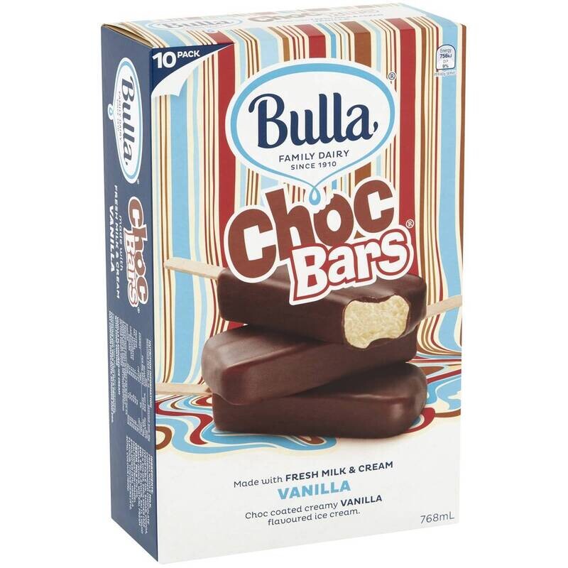 Bulla Vanilla Choc Bars 10pk