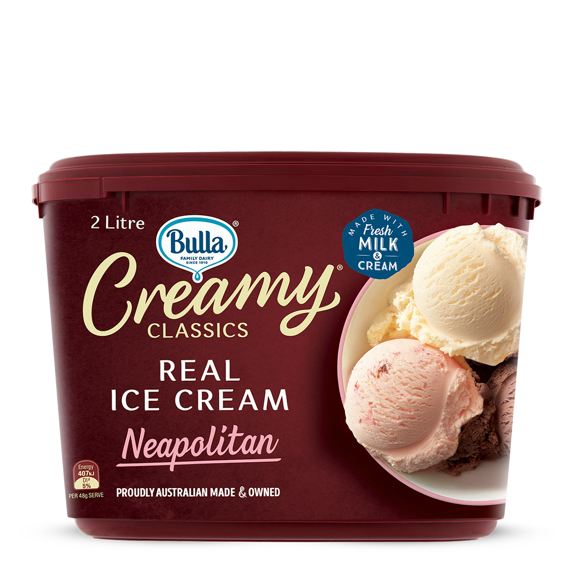Bulla Creamy Classic Neapolitan Ice Cream 2ltr