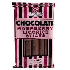 JC's Chocolate Coated Raspberry Licorice Sticks 200g