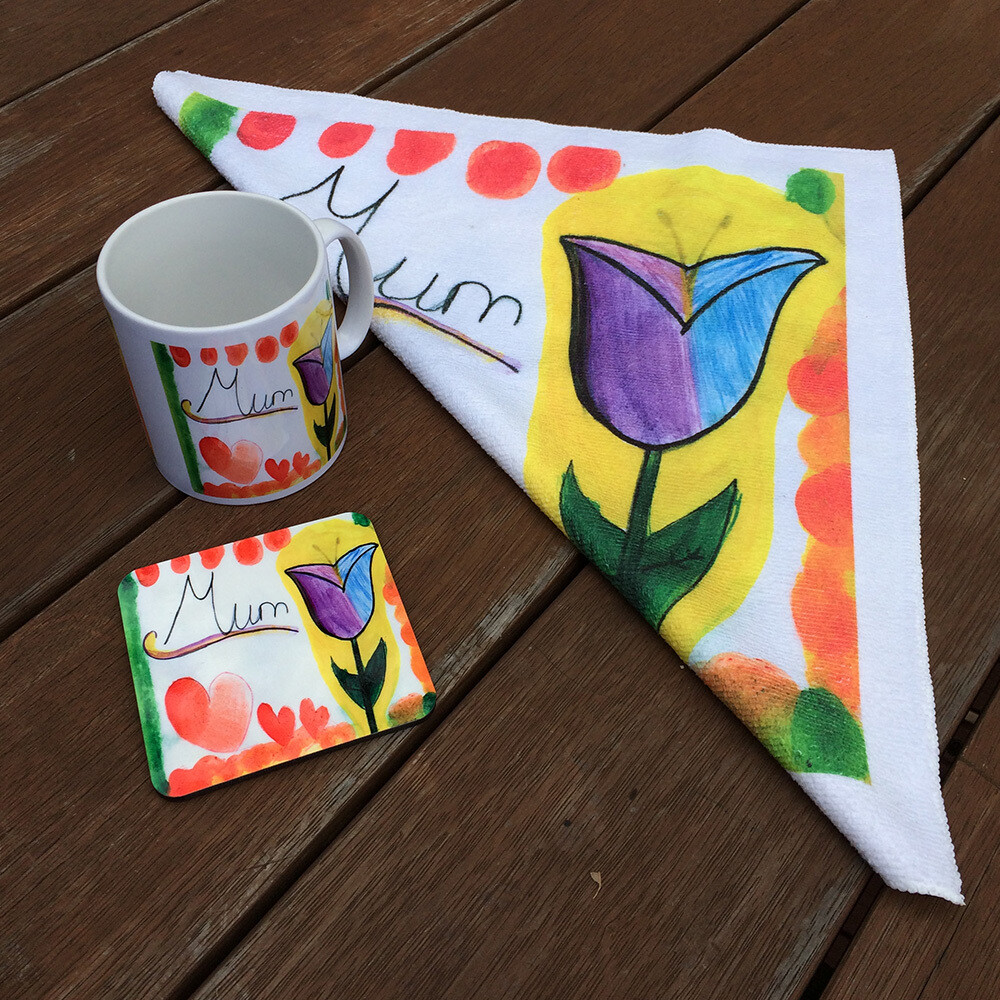 Personalised Set - Mug Coaster and Towel Personalised Set - Mug Coaster and Towel