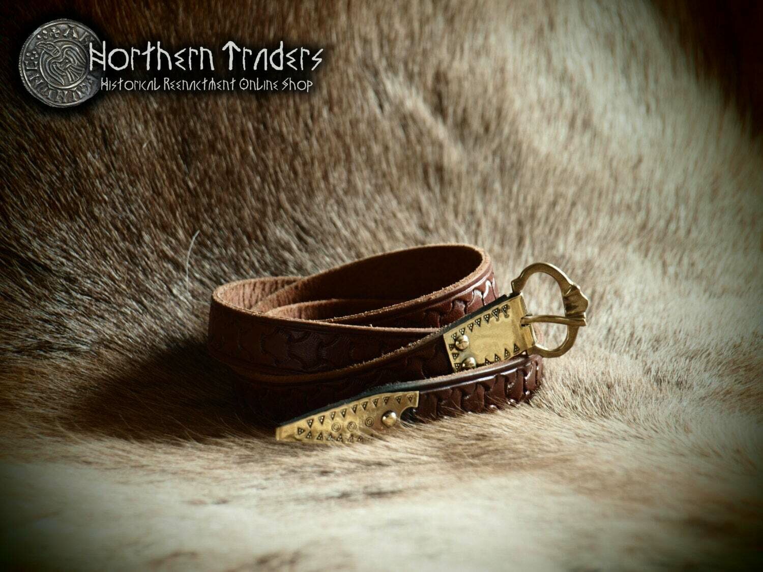 Viking Belt with Tooled Brass Fittings