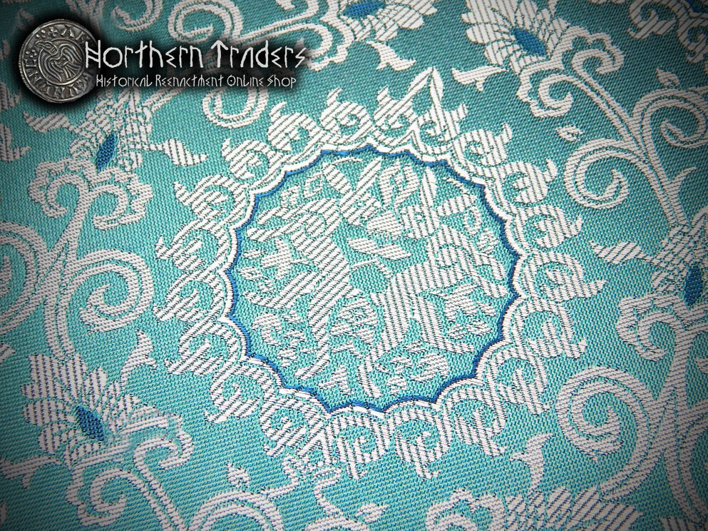 Brocade with Rabbits - Turquoise / White