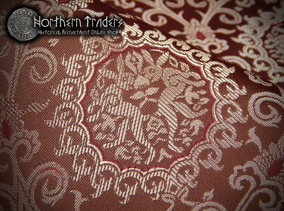 Brocade with Rabbits - Brown / Pink