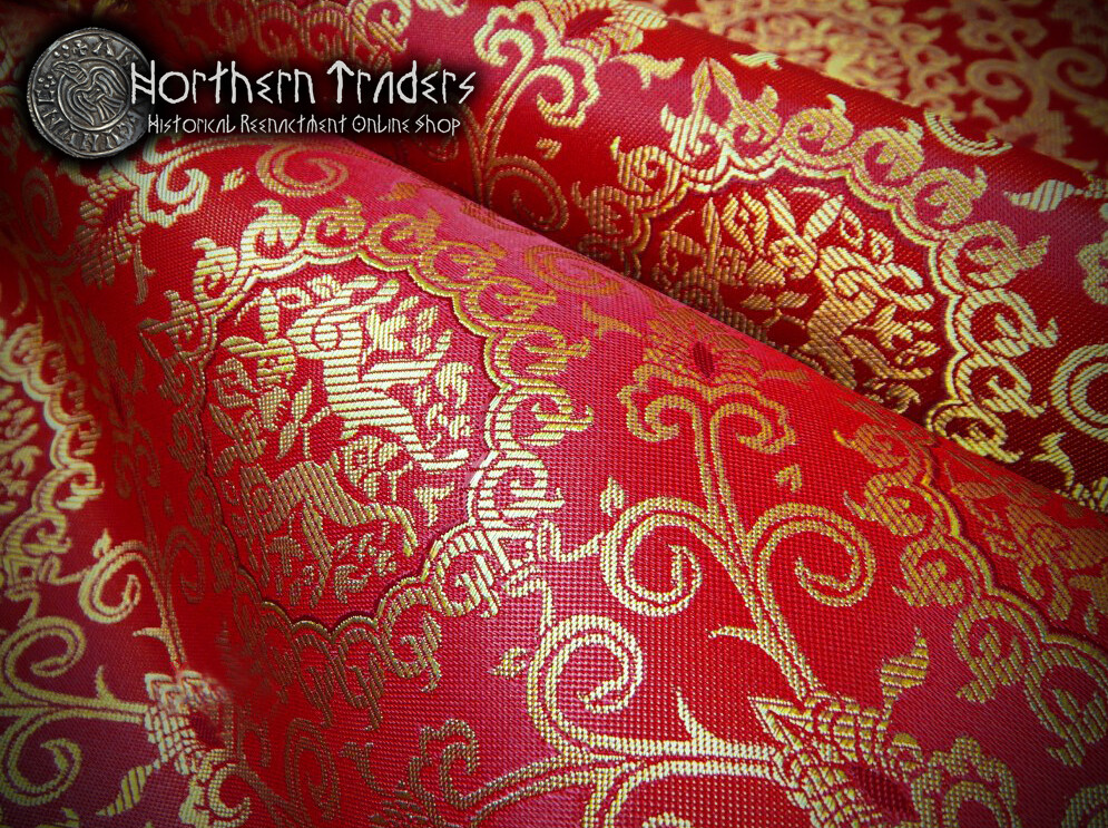 Brocade with Rabbits - Burgundy Red / Gold