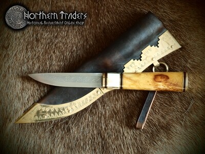 Viking Knife with Pattern Welded Steel Blade (Damascus)