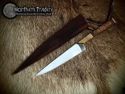 Medieval Knife with Decorated Wooden Handle - Deluxe Version - DEFECTIVE