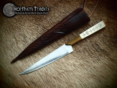Medieval Knife with Decorated Bone Handle - Deluxe Version