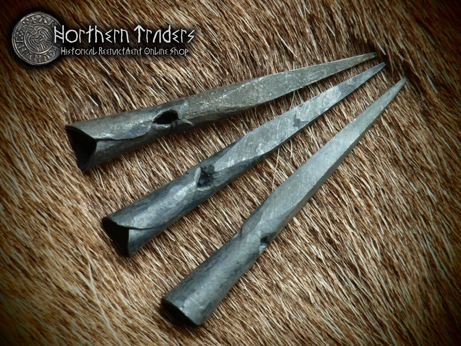 Hand-forged "Bodkin" Arrowhead - 3 Pieces
