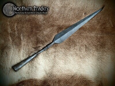 Viking Spear with Decorated Neck - Blackened