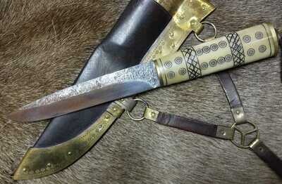 Viking Knife with Decorated Sheath - DEFECTIVE