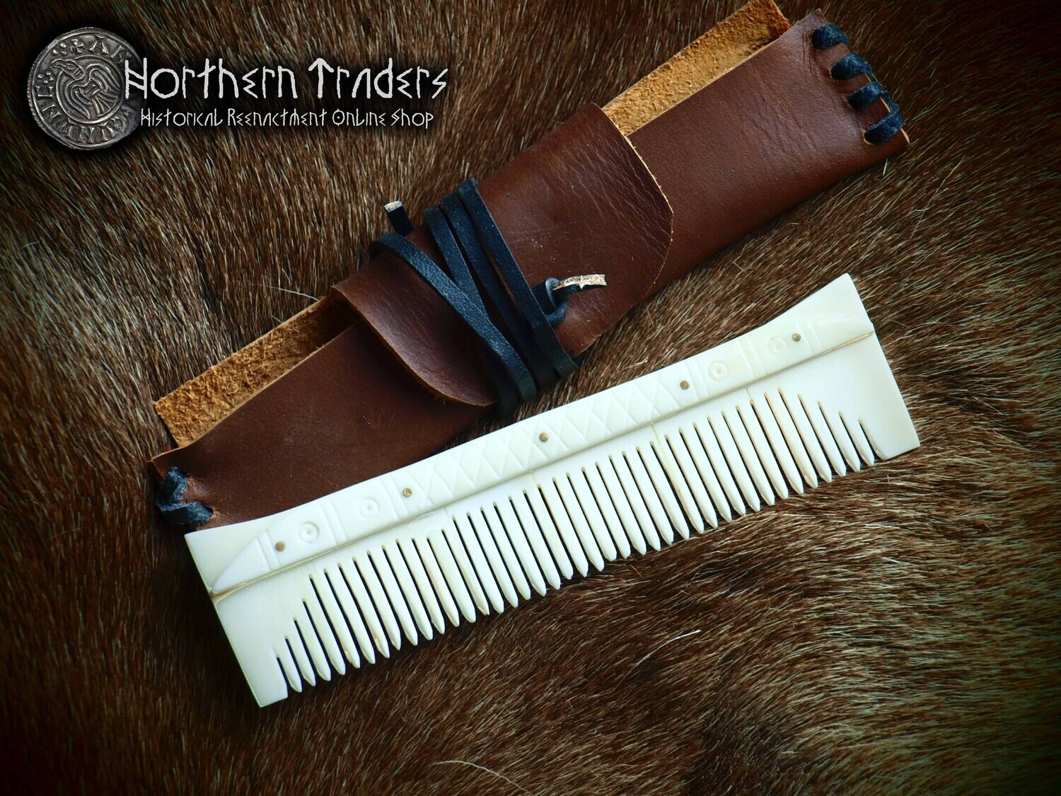 Viking Comb with Leather Case