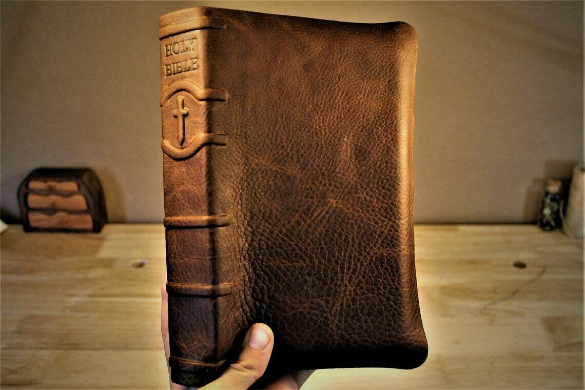 Leather bible kjv antique cowhide