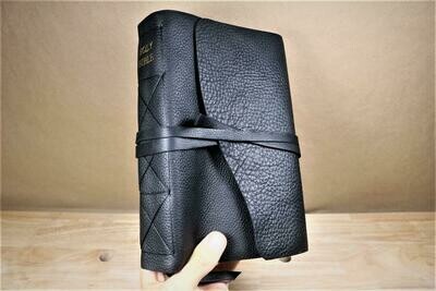 Leather Bible KJV Wrap- Black Kodiak Cowhide