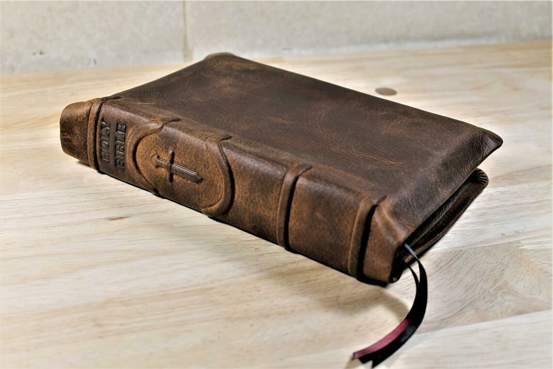 Handmade Leather Bible KJV - Antique Cowhide