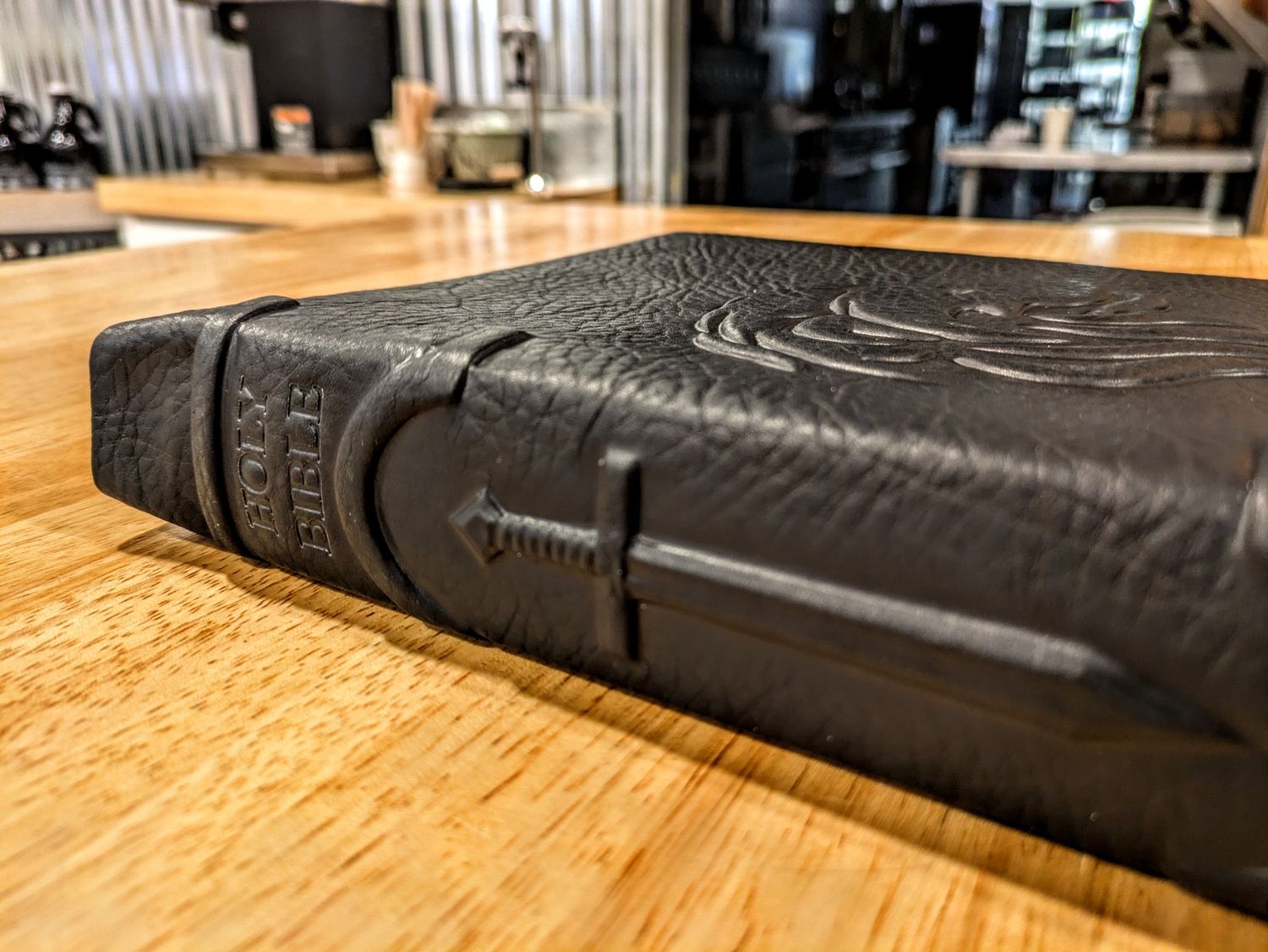 Leather Bible KJV - Rugged Black Cowhide