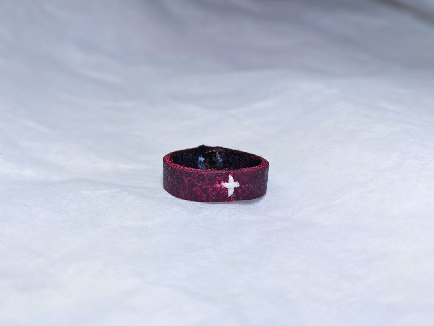 Handcrafted Full-Grain Leather Ring – Deep Wine