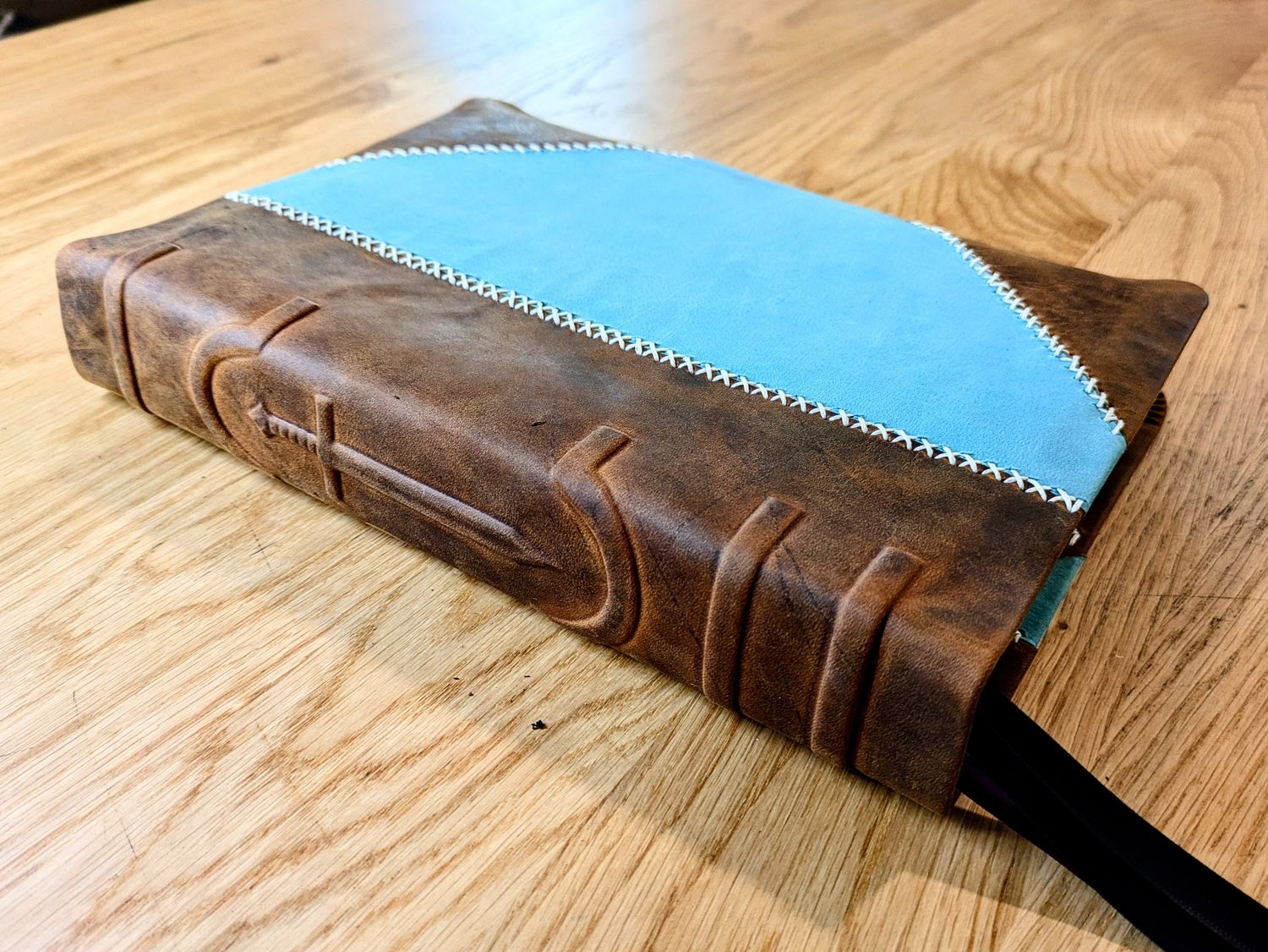 Leather Bible KJV Classic Wide Margin Study Bible (With C.I. Scofield Notes) Bible | Rustic Two-toned Cowhide