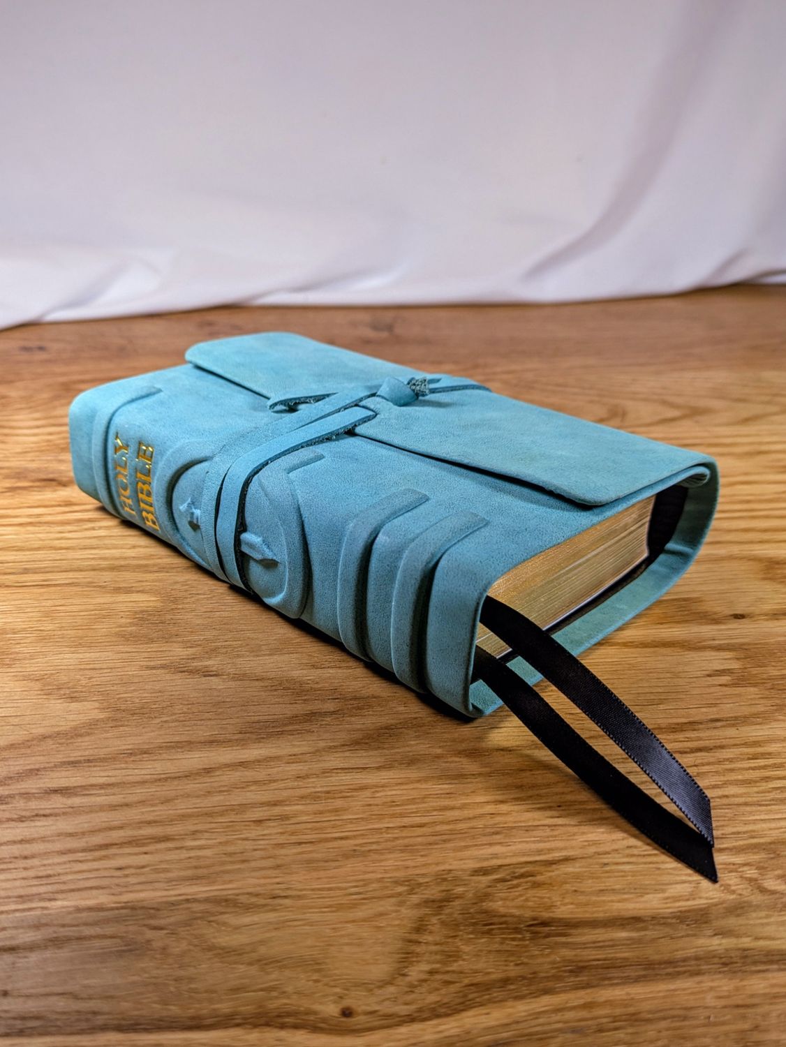 Leather Bible KJV - Aquamarine Cowhide