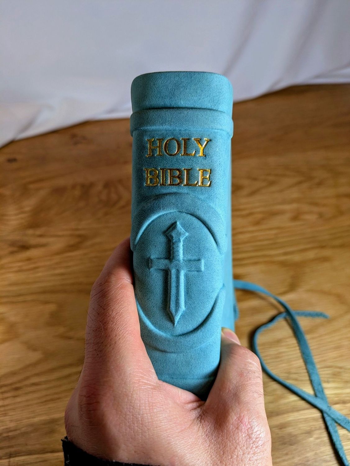 Leather Bible KJV - Aquamarine Cowhide