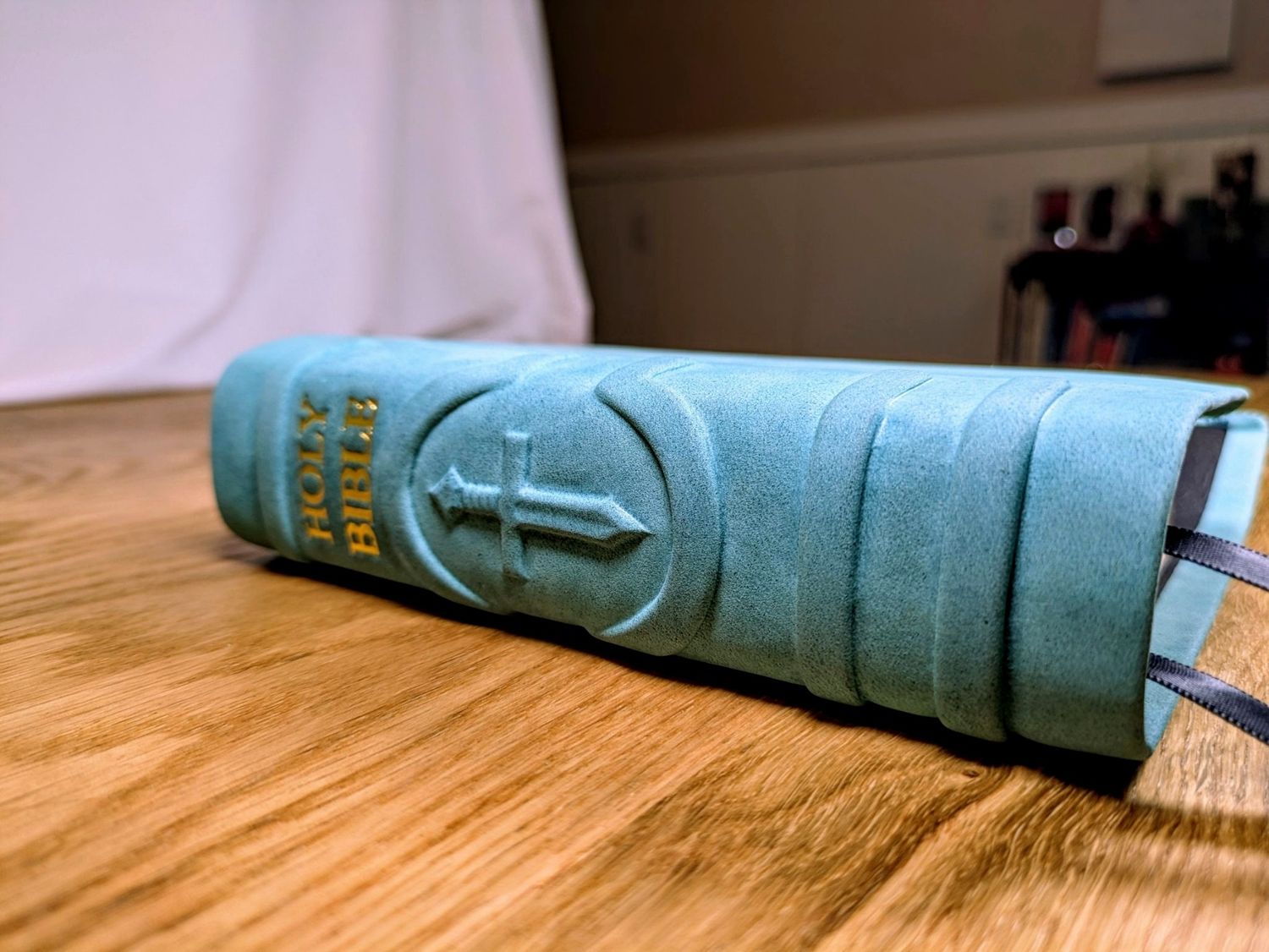 Leather Bible KJV - Aquamarine Cowhide