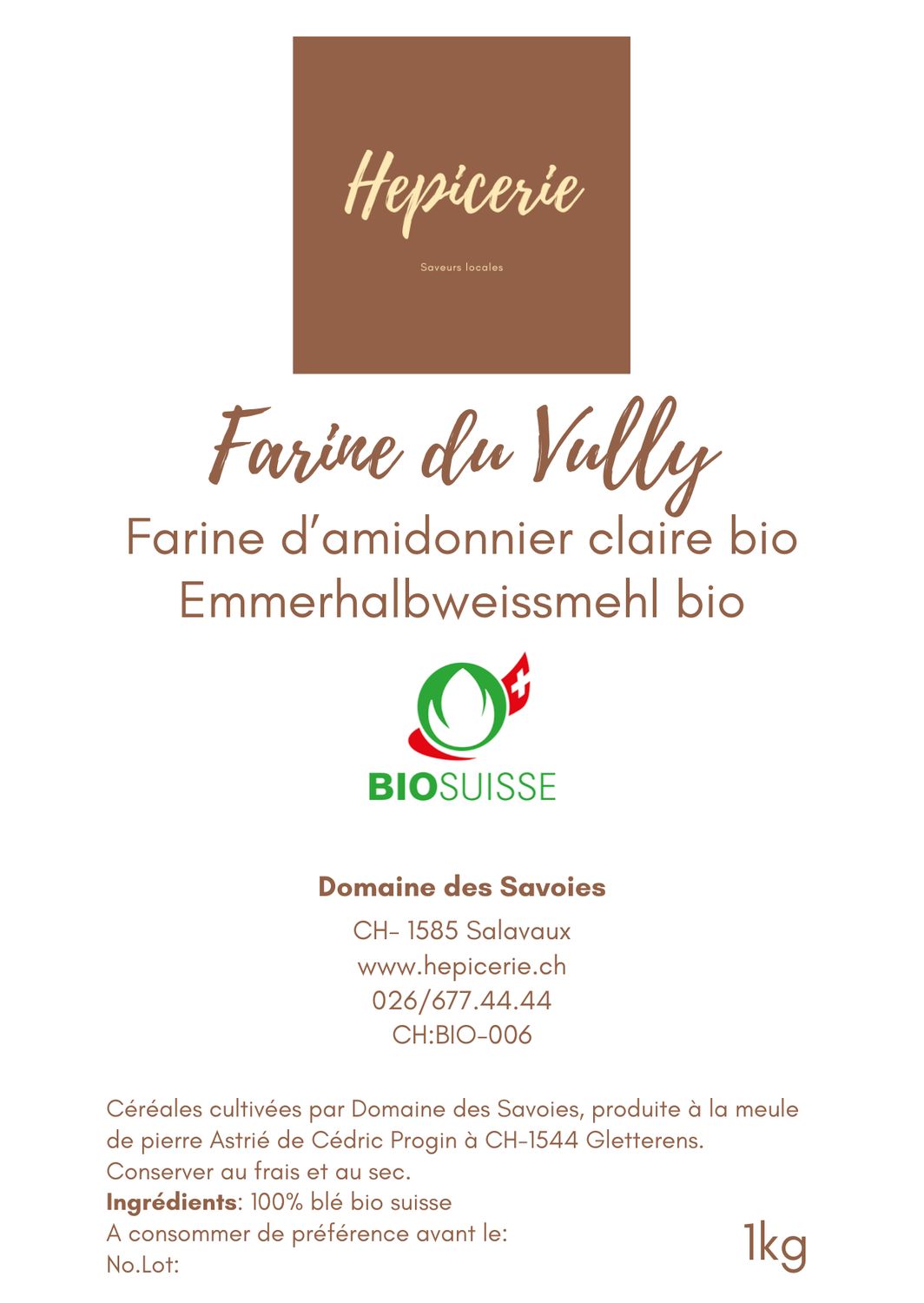Farine d'AMIDONNIER  Bio Suisse