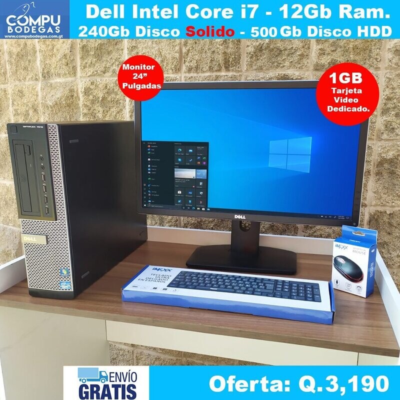 Dell Intel Core i7 - 12Gb Ram - 240Gb Disco Solido - 500Gb Disco Esclavo- 1Gb Tarjeta Video Dedicado.