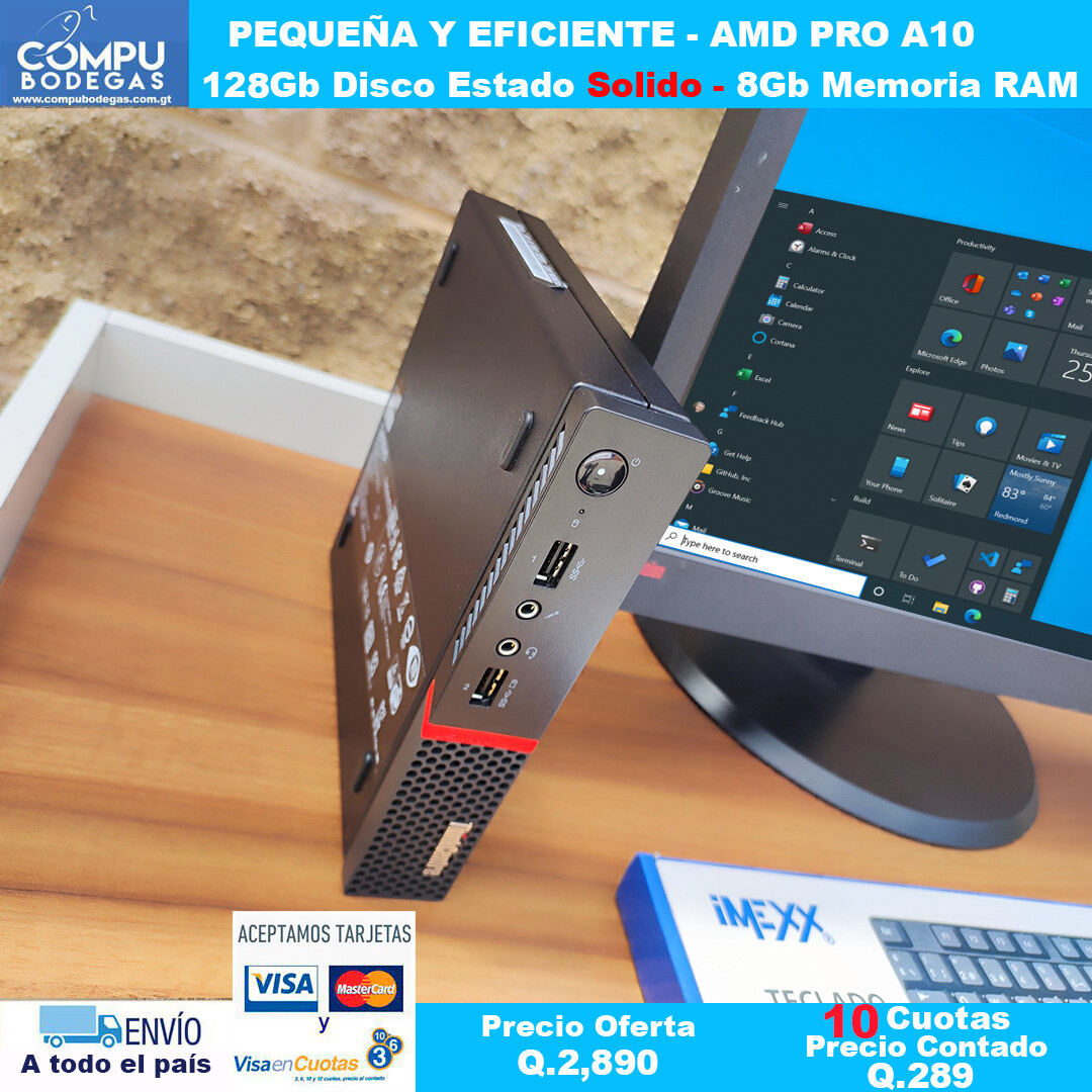 Lenovo AMD Pro A10 -8Gb Ram-128Gb Disco Solido - Monitor LCD 22"