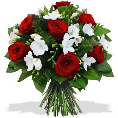 Bouquet  rose rosse e bianche