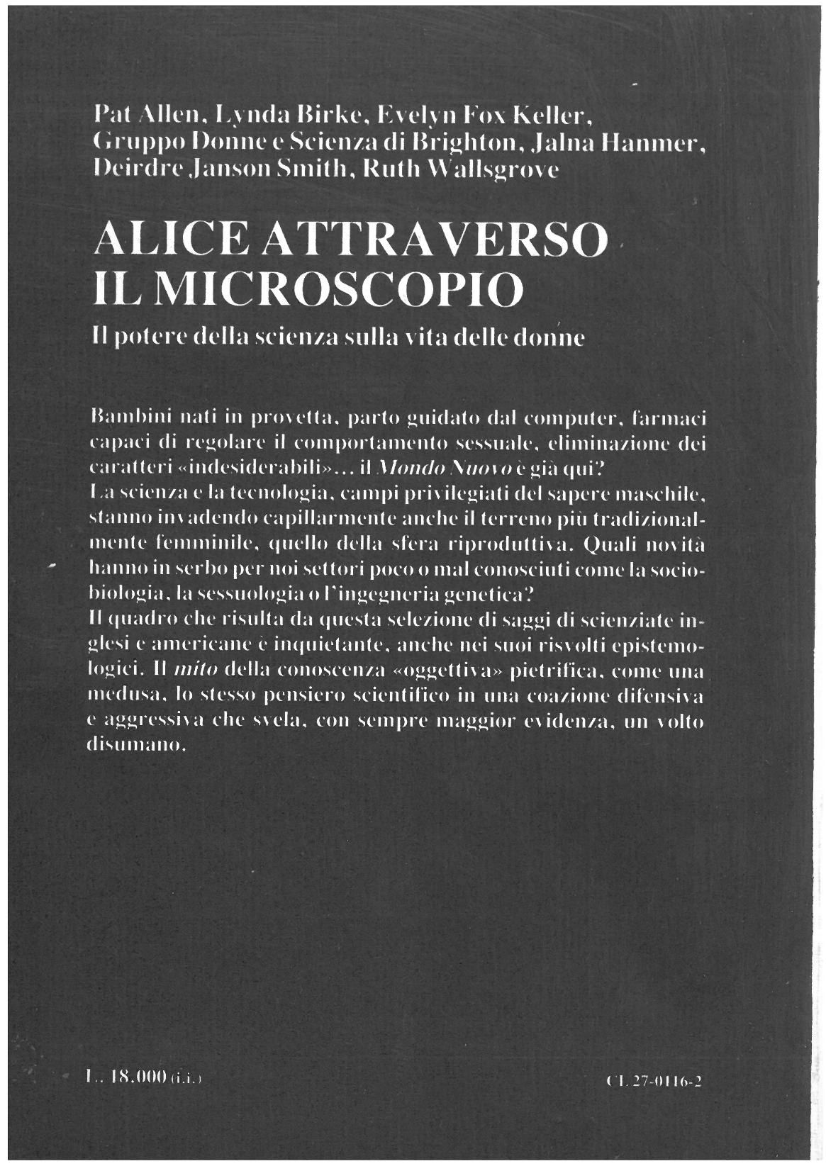 Brighton Women and Science Group (a cura di) - ALICE ATTRAVERSO IL MICROSCOPIO. Il potere della scienza sulla vita delle donne
